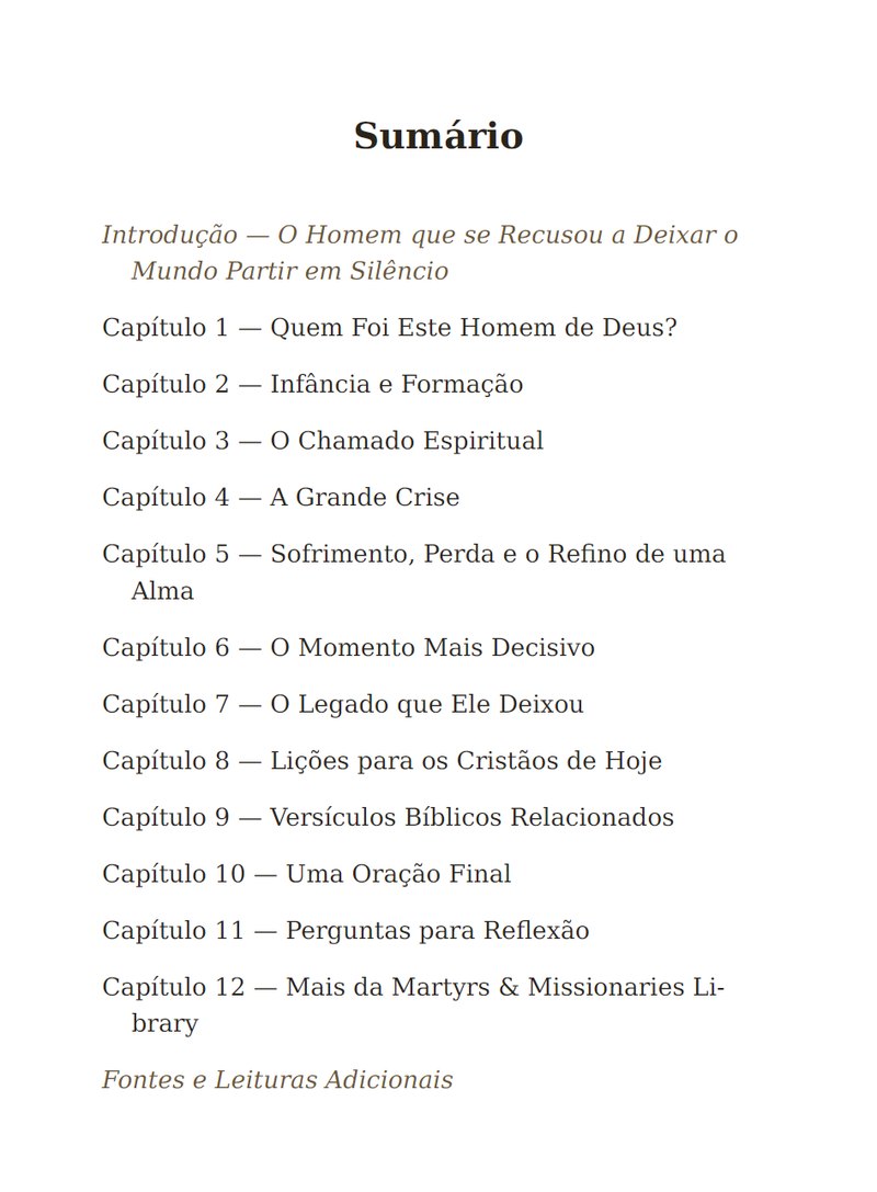 Sumário do eBook D. L. Moody