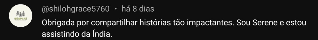 Comentário de @shilohgrace5760, Serene, da Índia